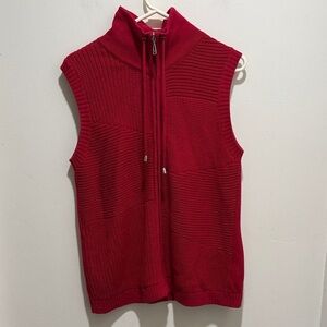 Christopher & Banks Women’s Medium Red Zip-Up Sleeveless Sweater Vest